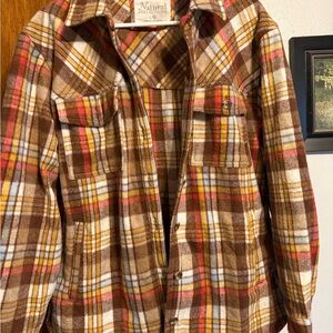Natural Reflections Women's Plaid Utility Jacket - Brown, Red, and Yellow